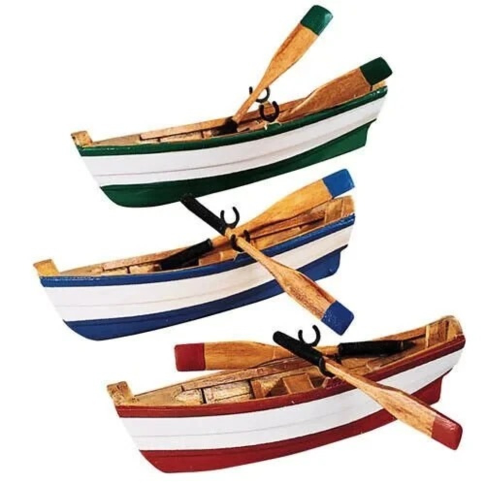 DEPT 56 HERITAGE VILLAGE ACCESSORIES WOODEN ROWBOATS - SET OF 3